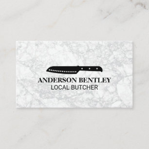 Culinary Knife White Marble Background Business Card