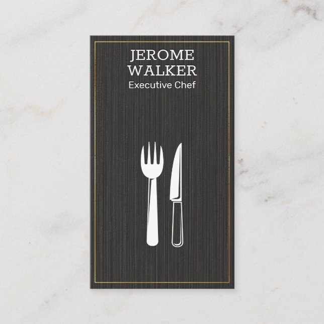 Culinary Logo | Black Texture Business Card (Front)