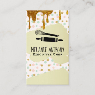 Culinary Master Tools   Polka Dot and Gold Syrup Business Card