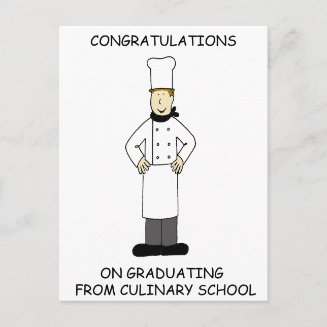 Culinary School Graduation Congratulations Male. Postcard (Front)