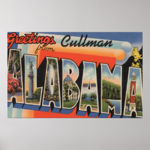 Cullman, Alabama - Large Letter Scenes Poster