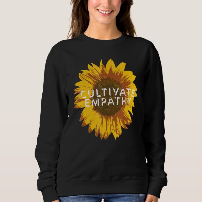 Cultivate Empathy Retro Distressed Sunflower Sweatshirt (Front)