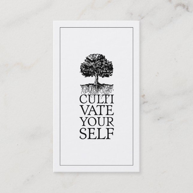 Cultivate Yourself Tree And Roots Life Coach Business Card (Front)
