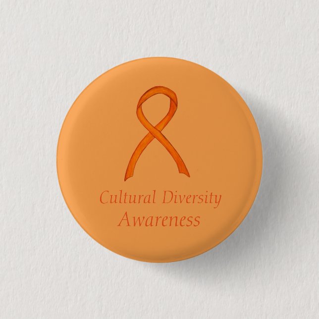 Cultural Diversity Awareness Ribbon Custom Pin (Front)