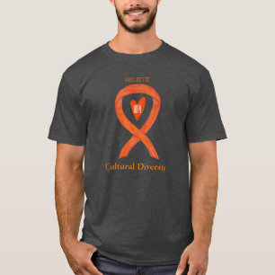 Cultural Diversity Orange Awareness Ribbon Shirts