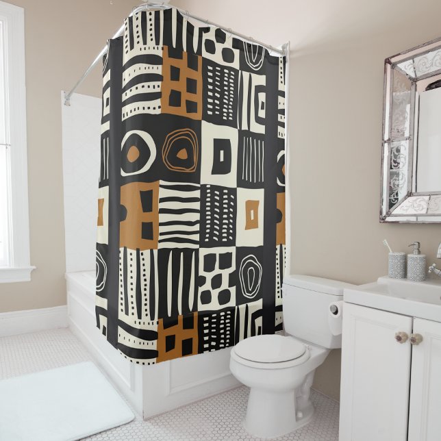Cultural Ethnic Mud Cloth African Print  Shower Curtain (Cultural Ethnic Mud Cloth African Print Shower Curtain)