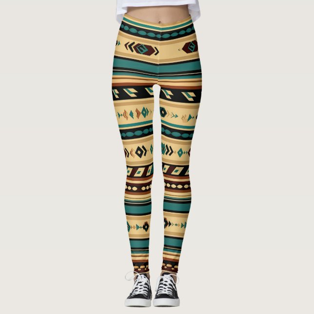 Cultural Geometric Lines Leggings (Front)