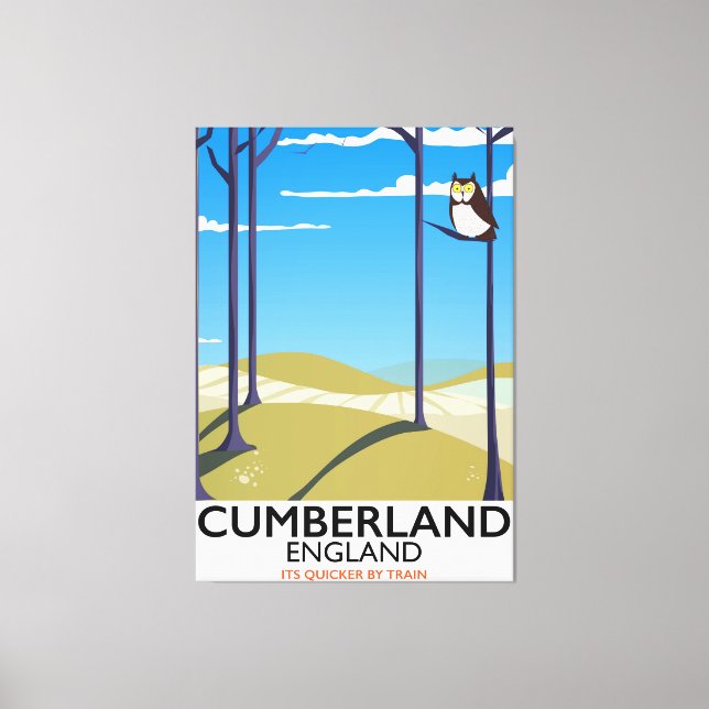 Cumberland, England vintage style travel poster. Canvas Print (Front)