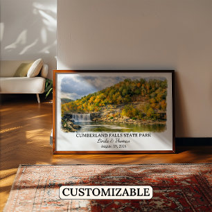 Cumberland Falls State Park Kentucky, Watercolor Poster