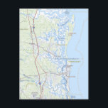 Cumberland Island Georgia Coast Map Postcard<br><div class="desc">The Georgia / Florida coast showing the remote island of Cumberland and Ameila Island,  Florida.</div>