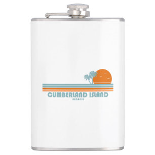 Cumberland Island Georgia Sun Palm Trees Hip Flask