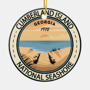 Cumberland Island National Seashore Georgia Badge Ceramic Tree Decoration