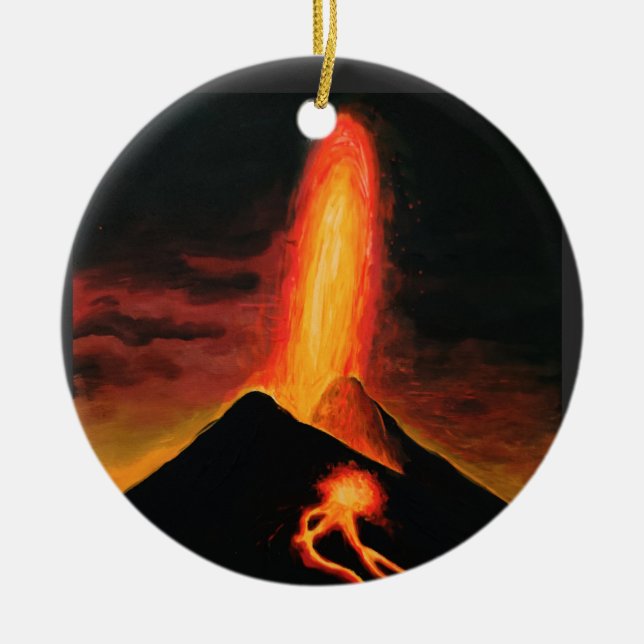 Cumbre Vieja volcano Ceramic Tree Decoration (Front)