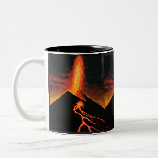 Cumbre Vieja volcano  Two-Tone Coffee Mug (Left)