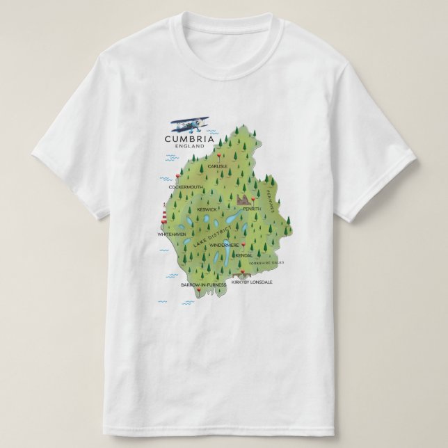 Cumbria England Map travel poster. T-Shirt (Design Front)