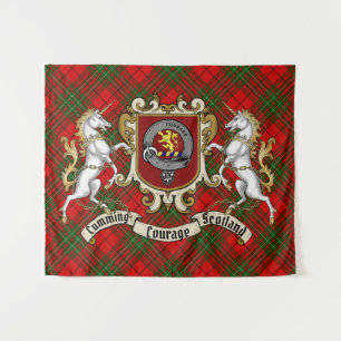 Cumming Clan Badge & Unicorns w/Tartan  Tapestry