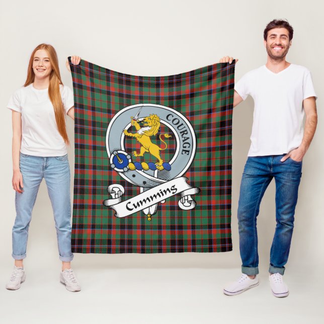 Cumming Hunting Ancient Clan Badge Tartan Plaid Fleece Blanket (In Situ)