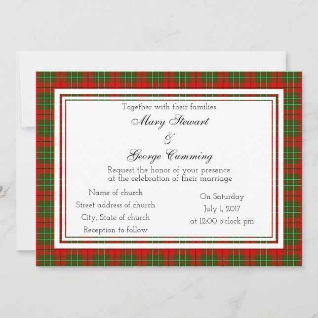Cumming Scottish Wedding Invitation (Front)