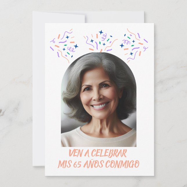 Cumpleaños de 65 Años Fiesta Con Foto Invitation (Front)