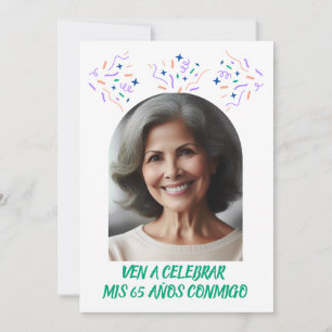 Cumpleaños de 65 Años Fiesta Con Foto Invitation