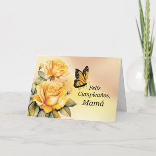 Cumpleanos Mama con Rosas Amarillas y Bendicion Card