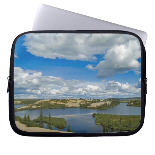 Cumulus clouds float above lakes, Northwest Laptop Sleeve (Front)