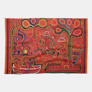 Cuna Indian Men in Cayucos Tea Towel