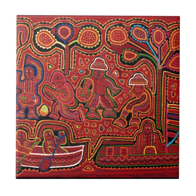 Cuna Indian Men in Cayucos Tile (Front)