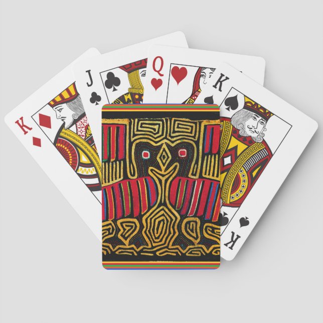 Cuna Indian Mola Duck Design Playing Cards (Back)