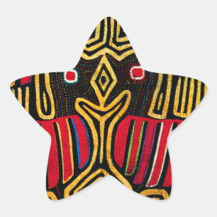 Cuna Indian Mola Duck Design Star Sticker