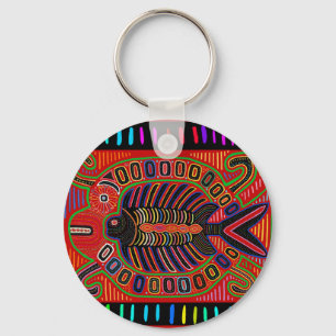 Cuna Indian Mola Flying Fish Key Ring