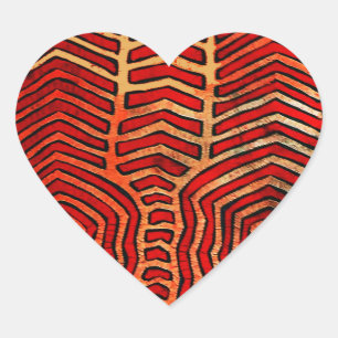 Cuna Indian Tribal Lobster Skeleton Heart Sticker