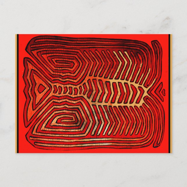 Cuna Indian Tribal Lobster Skeleton Postcard (Front)