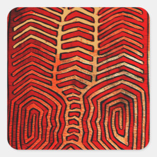 Cuna Indian Tribal Lobster Skeleton Square Sticker