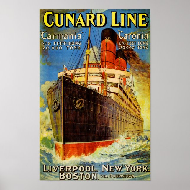 Cunard Line ~ Carmania and Caronia Poster (Front)