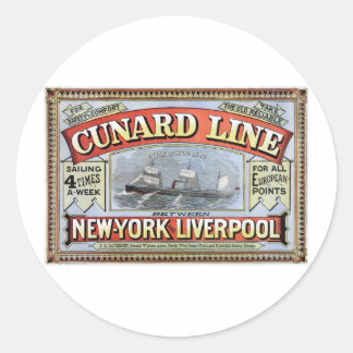 Cunard Line New York Liverpool Poster Classic Round Sticker