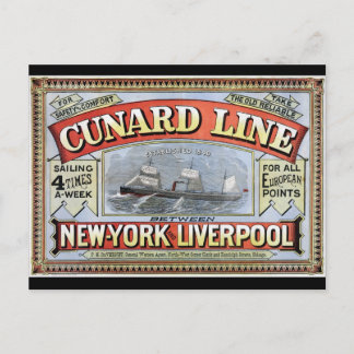 Cunard Line New York Liverpool Poster Postcard