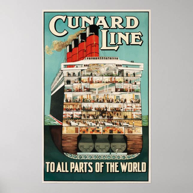 Cunard Line - Vintage Travel Poster (Front)