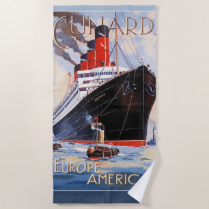 CUNARD OCEAN LINER AQUITANIA  BEACH TOWEL
