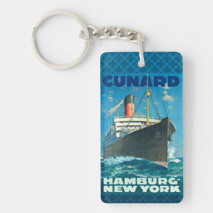 CUNARD OCEAN LINER HAMBURG NEW YORK KEY RING