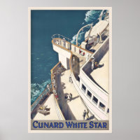 Cunard White Star Line Vintage Travel Poster