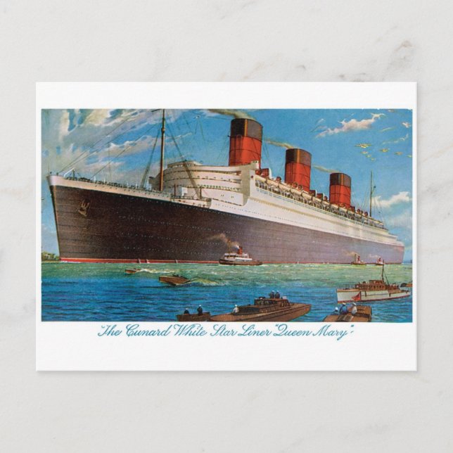 Cunard White Star Line's Queen Mary Postcard (Front)