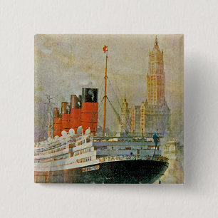 Cunarder at New York 15 Cm Square Badge