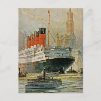 Cunarder at New York Postcard