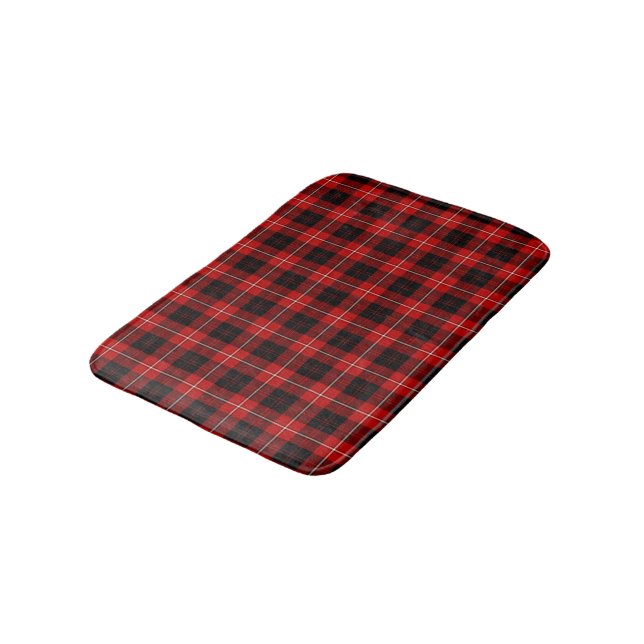 Cunningham Clan Red and Black Scottish Tartan Bath Mat (Angled)