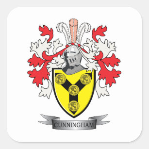 Cunningham Family Crest Coat of Arms Square Sticker