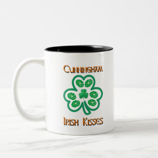 Cunningham Irish Kisses Clover Shamrocks Lips Two-Tone Coffee Mug