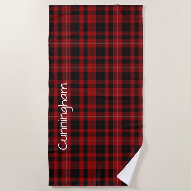 Cunningham Tartan Plaid Beach Towel (Front)