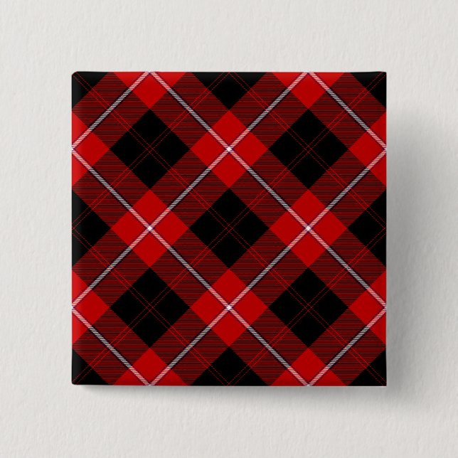 Cunningham Tartan Red Black Plaid 15 Cm Square Badge (Front)