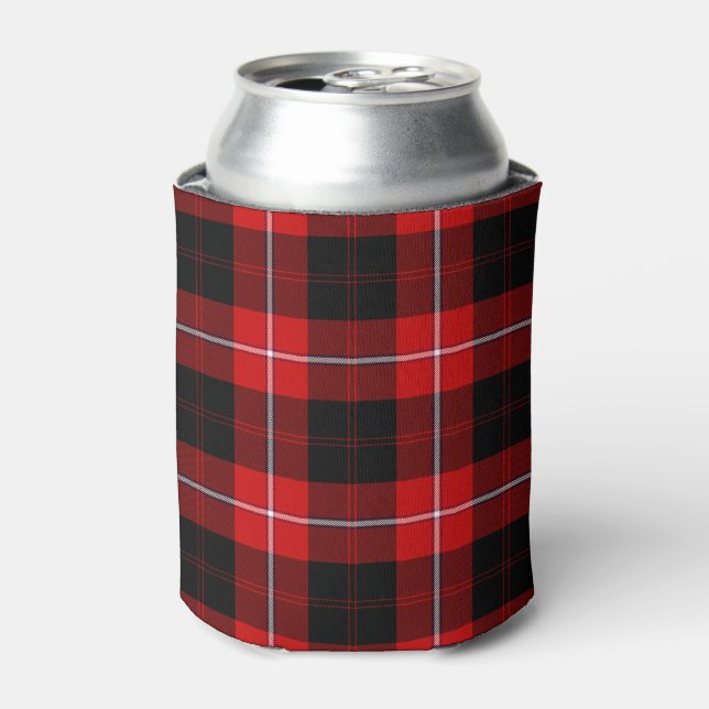 Cunningham Tartan Red Black Plaid Can Cooler (Can Front)